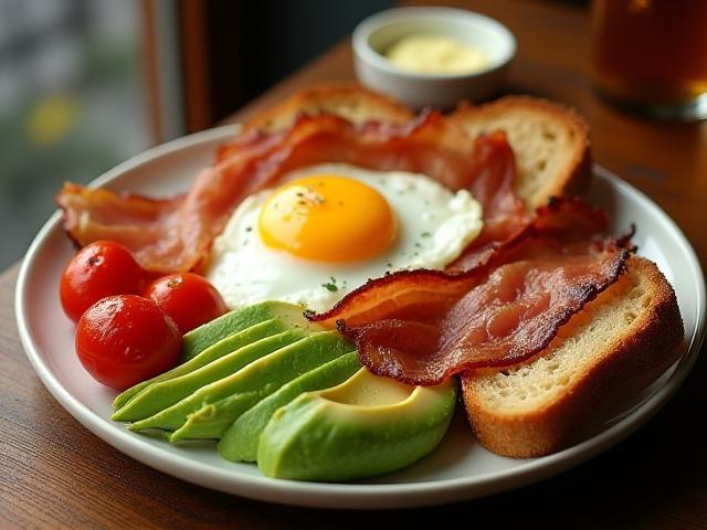 Harbour Big Breakfast platter with eggs, bacon, and avocado
