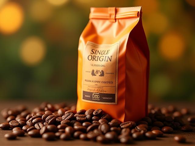 Rotating single origin coffee beans freshly roasted